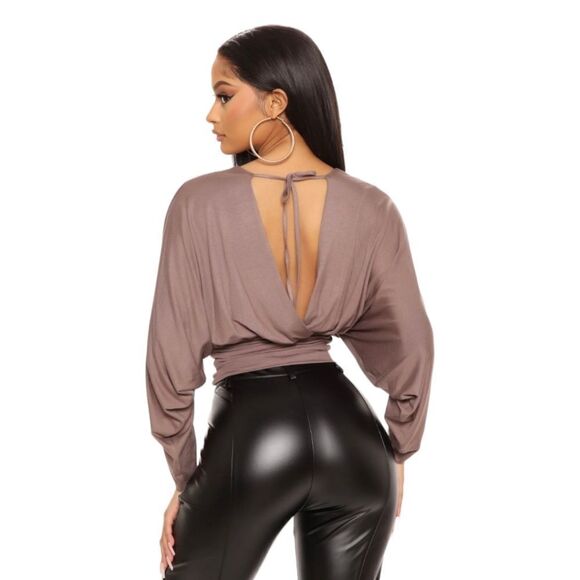 Fashion Nova NWT Meet Me There Surplice Top in Mocha sz XL - Picture 8 of 14